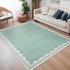 Modern Washable Area Rug for Living Room, Bordered Print Floor Rug with Non Slip Backing, Low Pile Stain Resistant Indoor Carpet for Bedroom - 2 of 4