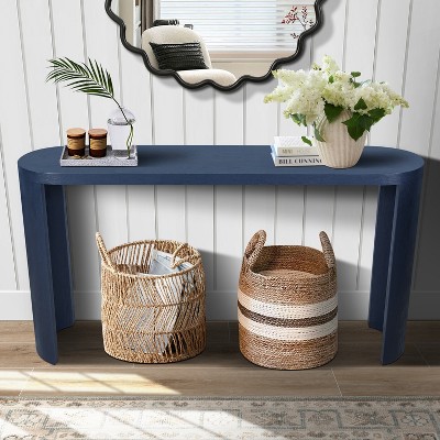Vynxaria 60" Oval Console Table Thicker Design, Reversible Legs, Sturdy Engineered Wood, Easy Assembly