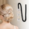 Unique Bargains Women's Flower Faux Pearls Hair Disk Black Beige 1 Pc - 2 of 4