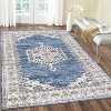 Living Room Rug Washable Vintage Medallion Carpet Non Slip Low Pile Distressed Throw Mat for Dining Room Home Office Decor - 3 of 4