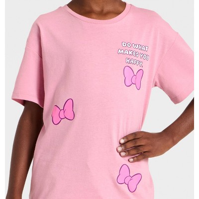 Детские Disney Girls' Minnie Mouse Oversized Front and Back Graphic Short Sleeve T-Shirt - Pink M — фото 2