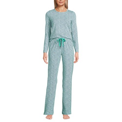 Lands' End Women's Knit Pajama Set Long Sleeve T-Shirt and Pants