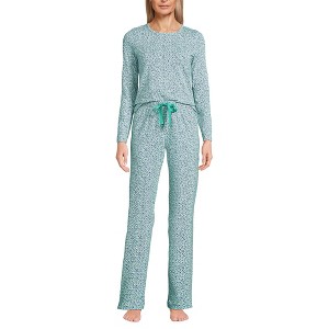 Lands' End Women's Knit Pajama Set Long Sleeve T-Shirt and Pants - 1 of 3