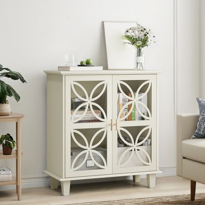 31.5" Sideboard Buffet Cabinet, Bathroom Cabinet With Glass Doors, Accent Entryway Console Table, Floor Cupboard Cabinet for Kitchen Living Room