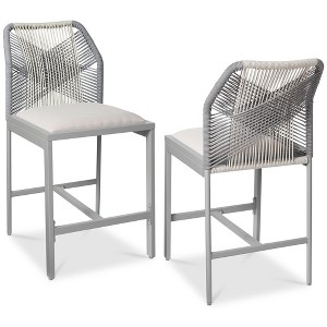Best Choice Products Set of 2 Indoor Outdoor Counter Height Barstools w/ All-Weather Rope & Aluminum - 1 of 4