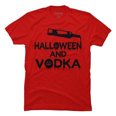 Men's Design By Humans Halloween and Vodka By melcu T-Shirt