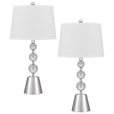Cal Lighting Amersfoort 100W Crystal/Metal Table lamp with Taper Drum hardback Fabric Shade. Priced and Sold as Pairs