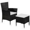 vidaXL Patio Chair and Stool with Cushions Poly Rattan - Black - 2 of 4