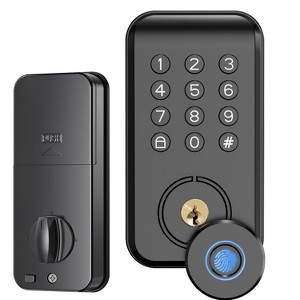 iMountek "Wireless Smart Door Lock, Keyless Fingerprint Entry, IP67 Waterproof, App Controlled for Home & Hotel" Black - 1 of 4