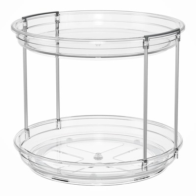 LunaLulinlk 2-Tier Plastic Non-Slip Lazy Susan Organizer 10.63'' for Dining Room, Kitchen Counter Turntable Spice Rack
