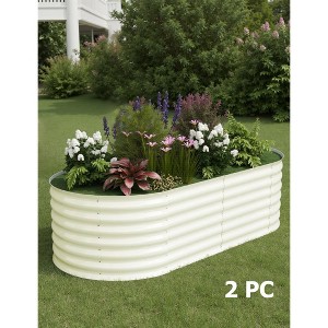 2 Pack Steel Raised Garden Bed 6x3x2ft,Metal Deep Root Planter Box for Vegetables Flowers Herbs,Large Oval Garden Planting Bed,Easy Assembly - 1 of 4