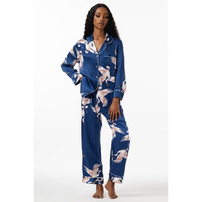 SilkSilky Women's  Printed Classic Binding Trim Womens Pajama set