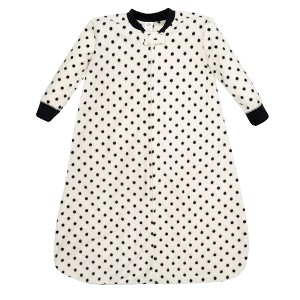 Hudson Baby Infant Girls Long-Sleeve Fleece Sleeping Bag, Black Cream Dot - 1 of 2