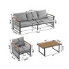 4-Piece Outdoor Furniture Set,Conversation Set with Teslin Rope Weaving and Coffee Table, Chair with Steel Frame and Foam Cushions-Coolbibila - 3 of 4
