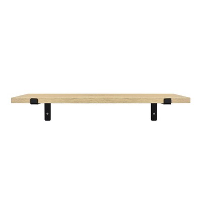 7.75" x 23.75" Wood Wall Shelf Wall Shelf with Reversed L Bracket Natural/Black - Threshold™