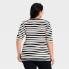Women's Slim Fit Elbow Sleeve Button-Front Ribbed Henley Top - Ava & Viv™ - 2 of 3