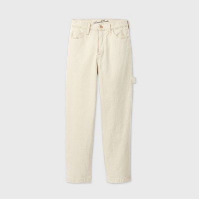 cream straight jeans