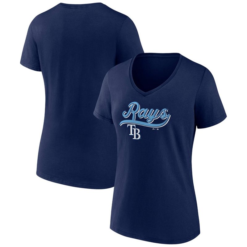 MLB Tampa Bay Rays Women&#39;s V-Neck Core T-Shirt, 1 of 4