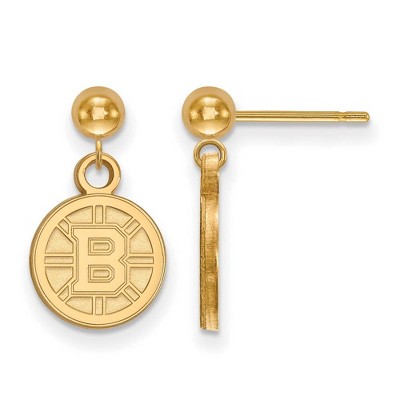 Black Bow Jewelry 14k Yellow Gold Boston Bruins NHL Dangle Earrings