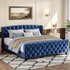 Christopher Knight Home  Byrne Upholstered Sleigh Bed with Wingback Headboard and Scroll Footboard - 2 of 4