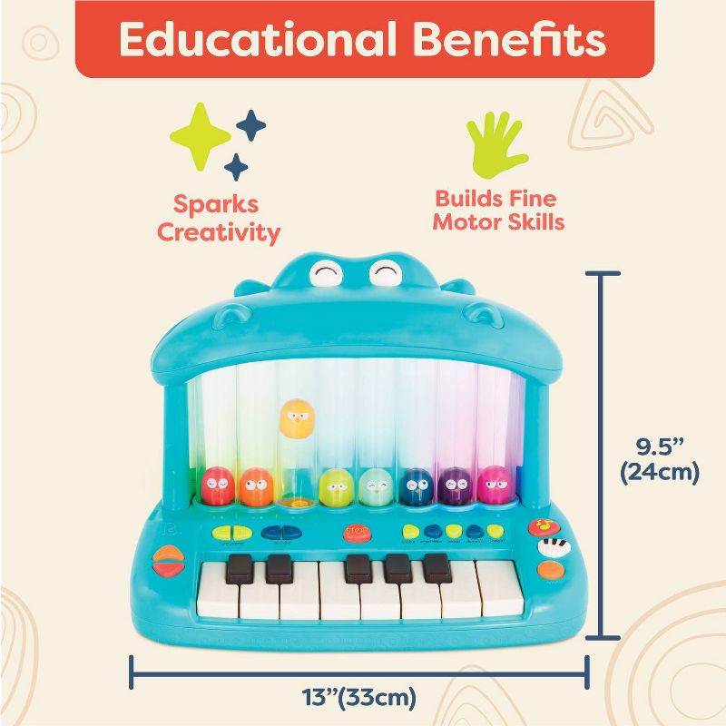 B. toys Toy Piano for Kids Hippo Pop, 5 of 12