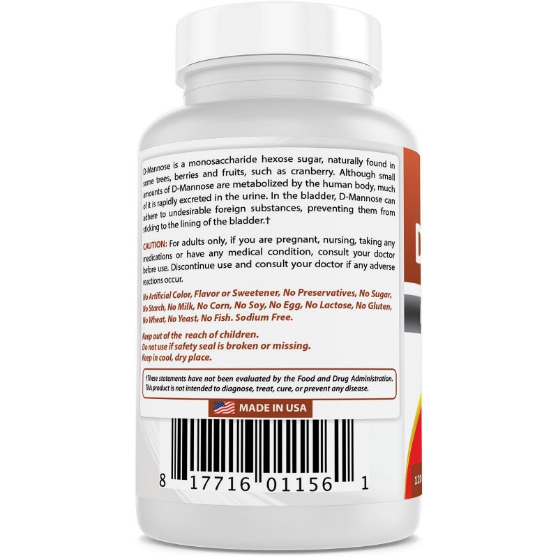D-Mannose 500 mg 120 Capsules, 4 of 5