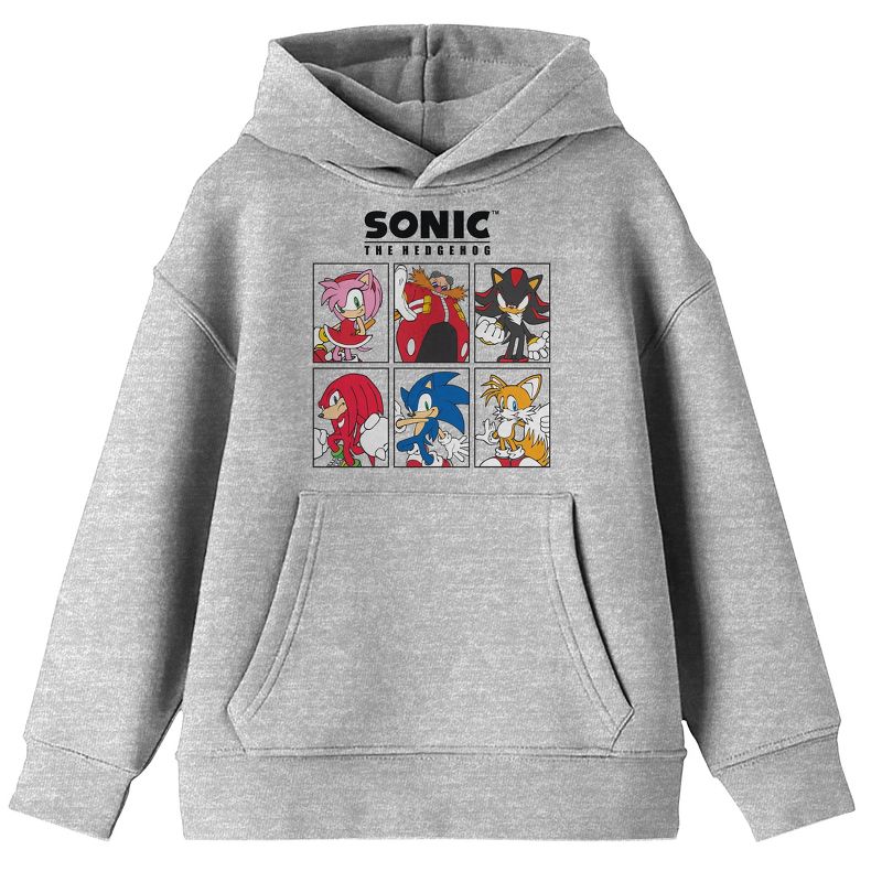 Sonic the Hedgehog Modern Characters Youth Heather Grey Graphic Hoodie, 1 of 3