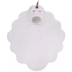 Silky Soft Fleece Unicorn Cloud Snuggle Play Mat with Attached Pillow