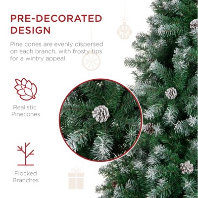 7.5ft Green Partially Flocked Virginia Pine Artificial Christmas Tree