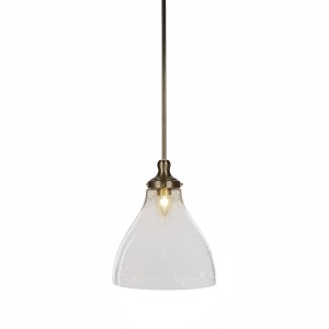 Toltec Lighting Juno 1 - Light Pendant in  New Aged Brass with 11.75" Clear Bubble Shade - 1 of 1