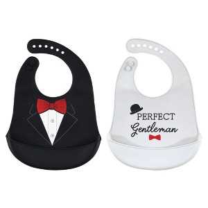 Little Treasure Baby Boy Silicone Bibs 2pk, Perfect Gentleman, One Size - 1 of 1