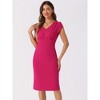 Allegra K Women's Vintage V-Neck Cap Sleeves Back Split Pencil Sheath Dresses - 3 of 4