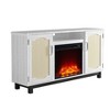 Fabric Style TV Stand for TVs up to 63'' with Electric Fireplace White - Festivo: Media Console, Storage Shelves - 2 of 4