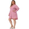 Women's Plus Size Solid Long Sleeve Button Down V-Neck Pajama Sleepdress - Agnes Orinda - 3 of 4