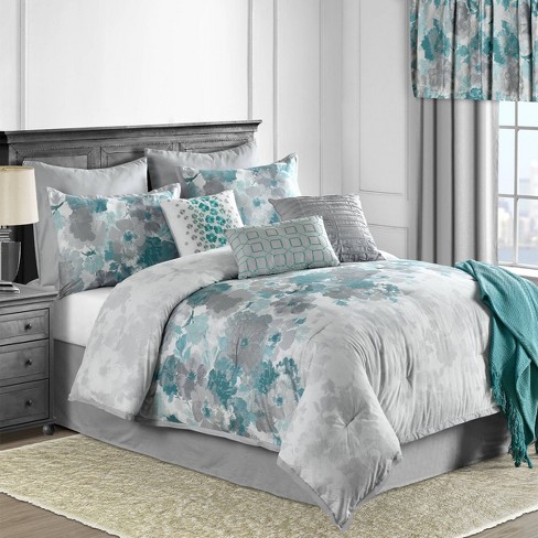 10pc Full Claire Comforter Set Teal Green - Lanwood Home : Target