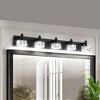 Modern 6-Light Matte Black LED Vanity Light with Crystal Glass Shades - 3 of 4