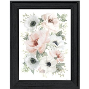 HomeRoots Peony Floral Block Black Framed Print Wall Art - 1 of 4
