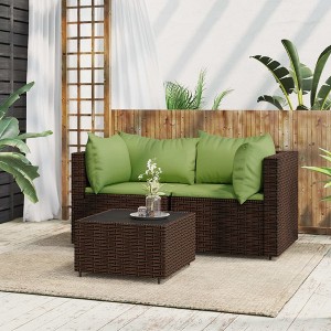 VidaXL 2 Piece Patio Lounge Set with Cushions Poly Rattan Gray - 1 of 4