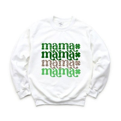 Simply Sage Market Women's Graphic Sweatshirt Lucky Mama Plaid and Leopard Stacked