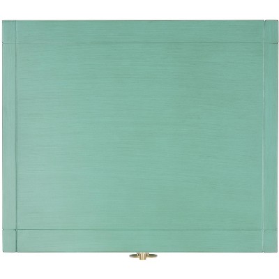 Odilia Turquoise Acacia Wood 1-Drawer Nightstand with Gold Pull