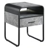 Royal Hampton 22 Inch Modern Wood End Table, 1 Drawer, Metal Handles, Gray , Black - 3 of 4