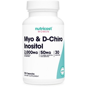 Nutricost Myo & D-Chiro Inositol for Women 2000mg (120 Capsules, 30 Servings) – 2000mg Myo & 50mg D-Chiro, Vegetarian, GMO & Gluten-Free - 1 of 4