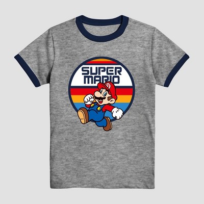 Boys Super Mario Ringer Short Sleeve Graphic T shirt Heather Gray Target