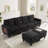 Whisen 115" Modern U-shaped Sectional Sofa, Upholstered Couch with Two Movable Ottomans and Side Tables - 2 of 4