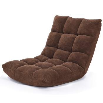 Costway Modern Polyester Fabric Lazy Chair Single Sofa Chair W/ Side ...