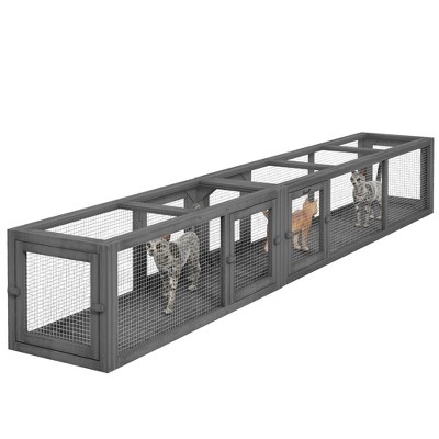 Lyngins 98 Inch Cat Toys,Cat Tunnel Outdoor,Wooden Cat Tube with Combinable Design and 8 Doors for Kitty,Puppy,Pet,House,Cage