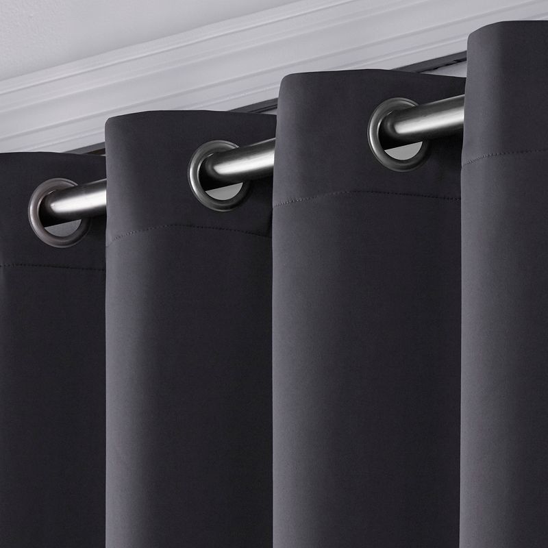 Sateen Blackout Solid Grommet Top Extra Wide Curtain Panel - Exclusive Home, 4 of 11