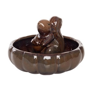 Transpac Ceramic 7.51 in. Brown Harvest Squirrel in Pumpkin Bowl - 1 of 4