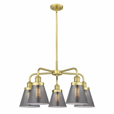 Cone - 5 Light Stem Hung Chandelier In Art Deco Style-14.75 Inches Tall and 24.25 Inches Wide