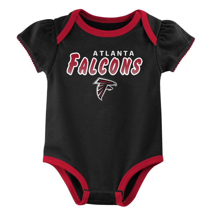 NFL Atlanta Falcons Baby Girls&#39; Onesies 3pk Set - 6-9M, 3 of 5
